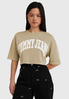 Tommy Jeans Womens Crop College T-Shirt, Savannah Sand