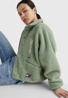 Tommy Jeans Womens Reversible Sherpa Jacket, Dusty Sage