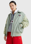 Tommy Jeans Womens Zip Off Sleeve Bomber Jacket, Dusty Sage