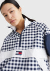 Tommy Jeans Womens Gingham Light Jacket, Twilight Navy