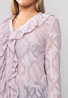 Seventy1 Embossed Frill Button up Top, Mauve