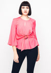 Seventy1 Belt Detail Cropped Sleeve Top, Pink