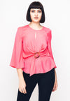 Seventy1 Belt Detail Cropped Sleeve Top, Pink