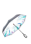 Zen Collection Floral Umbrella, Blue & Black