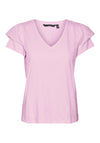 Vero Moda Emily Short Sleeve V-Neck Top, Bonbon