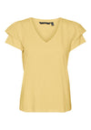 Vero Moda Emily Short Sleeve V-Neck Top, Golden Cream