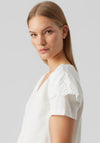 Vero Moda Emily Short Sleeve V-Neck Top, Snow White