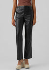 Vero Moda Zamira Olympia Faux Leather Straight Trousers, Black