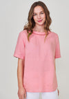 White Stuff Lola Linen Short Sleeve Top, Pink