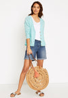 White Stuff Anchor Marl Cardigan, Aqua Green