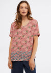 White Stuff Demi Peacock Print Top, Pink