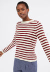 White Stuff Artisan Stripe Jumper, Wine & Cream