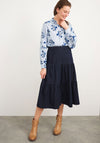 White Stuff Mia Tiered Denim Midi Skirt, Navy