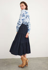 White Stuff Mia Tiered Denim Midi Skirt, Navy