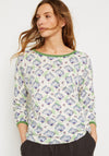 White Stuff Peacock Print Cotton & Linen Jumper, Multi