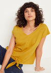 White Stuff Sage Tie Hem T-Shirt, Mustard