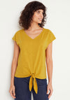 White Stuff Sage Tie Hem T-Shirt, Mustard