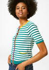 White Stuff Stripe Beach Fine Knit Cardigan, Green