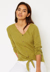 White Stuff Summer Tie Knit Top, Khaki Green