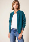 White Stuff Weekend Knitted Bomber Cardigan, Dark Teal