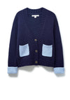 White Stuff Snug Chunky Knit Cardigan, Dark Navy