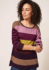 White Stuff Olivia Stripe Fine Knit Jumper, Pink Multi