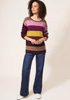 White Stuff Olivia Stripe Fine Knit Jumper, Pink Multi