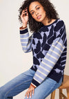 White Stuff Butterfly Knit Jumper, Navy Multi