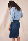 White Stuff May Melody Embroidered Denim Skirt, Dark Blue