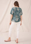 White Stuff Cora Linen Print Top, Teal Multi