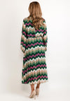 Seventy1 One Size Patterned Blouson Waist Midi Dress, Green Multi