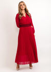 Seventy1 One Size Pleated Embroidered Waist Maxi Dress, Berry