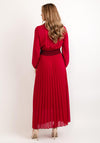 Seventy1 One Size Pleated Embroidered Waist Maxi Dress, Berry