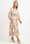 Seventy1 Abstract Floral Satin Maxi Dress, Beige Multi