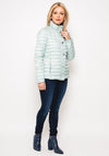 Leon Collection Ribbon Trim Quilted Jacket, Mint Green