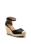 Zen Collection Faux Leather Closed Toe High Wedge, Black