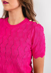 Seventy1 Short Sleeve Patterned Sweater, Fuchsia