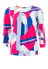 Leon Collection Abstract Geometric Print Top, Multi