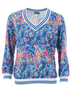 Leon Collection Abstract Petal Print Blouse, Blue