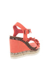 Xti Womens Flower Wedged Sandals, Coral