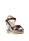 Xti Womens Snake Print Wedged Sandals, Brown