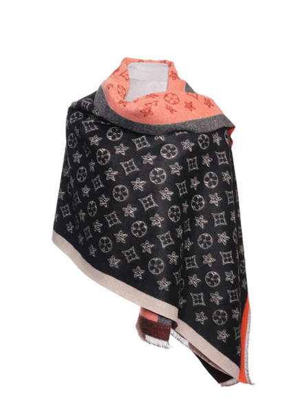 Louis Vuitton Monogram Knitted Fringe Wool Scarf Taupe