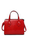 Zen Collection Small Crocodile Print Zip Handbag Bag, Red